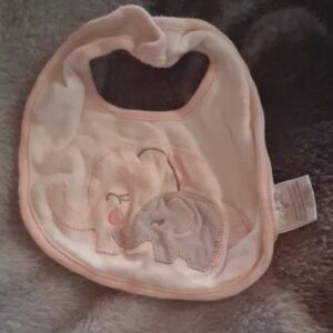 Baby Gear Soft Pink and Gray Elephant Bib